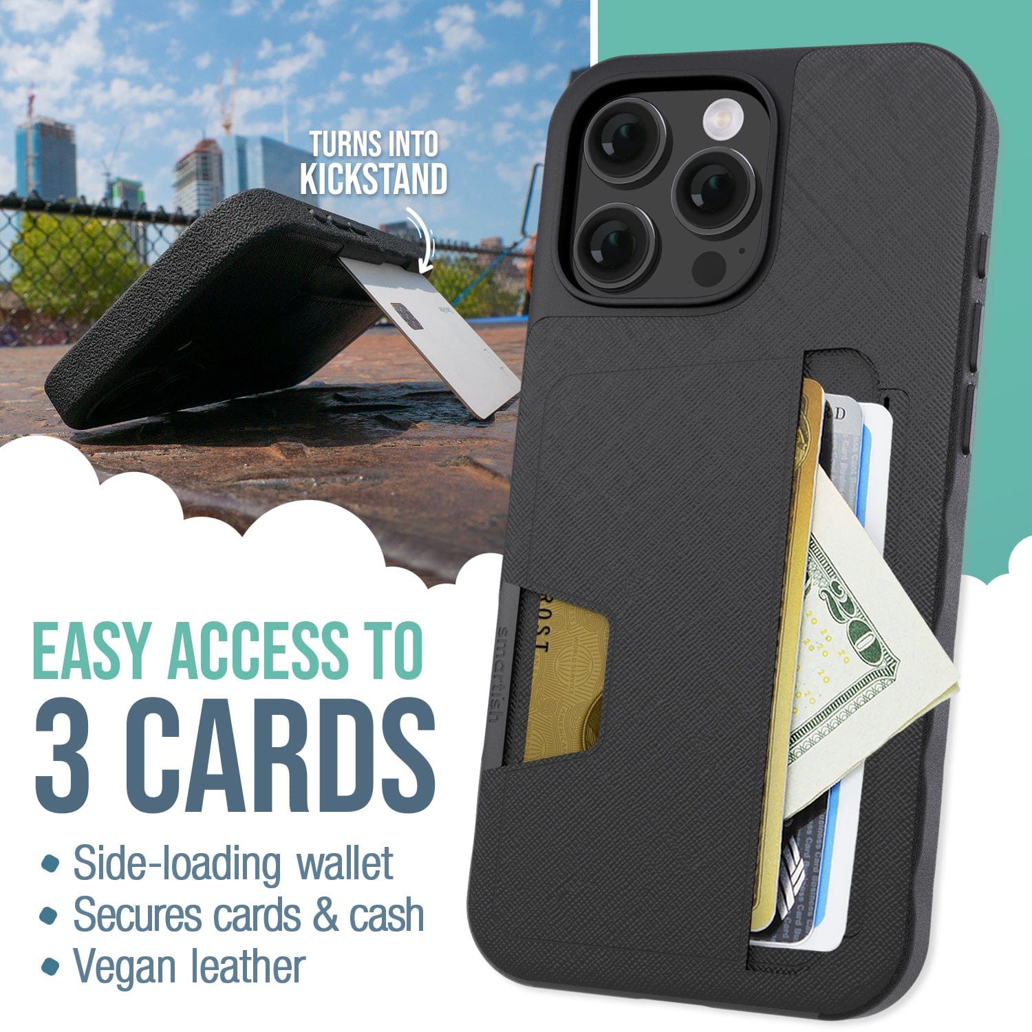 Smartish iPhone 16 Pro Max Wallet Case - Wallet Slayer Vol 2 Card Kickstand