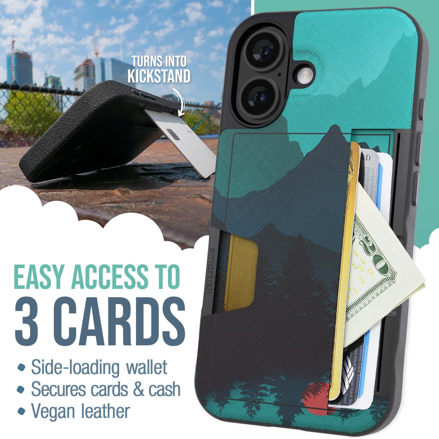 Smartish iPhone 16 Wallet Case - Wallet Slayer Vol 2 Card Kickstand Smartish iPhone 16 Wallet Case - Wallet Slayer Vol 2 Card Kickstand